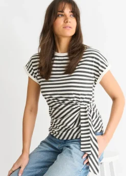 Gini London Grey Stretch Stripe Top