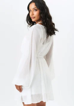 Gini London Ivory Long Sleeve Chiffon Foil Mini Dress