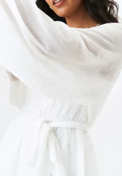 Gini London Ivory Long Sleeve Chiffon Foil Mini Dress