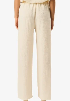 Gini London Ivory Textured Elastic Waist Pull On Trousers