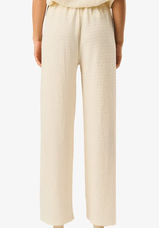 Gini London Ivory Textured Elastic Waist Pull On Trousers