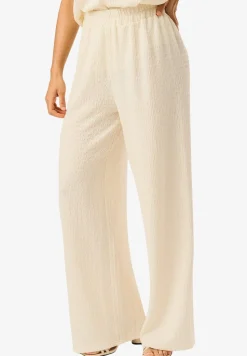 Gini London Ivory Textured Elastic Waist Pull On Trousers