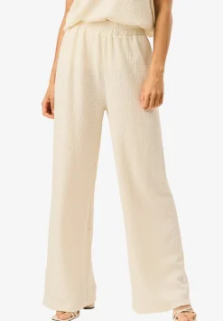 Gini London Ivory Textured Elastic Waist Pull On Trousers