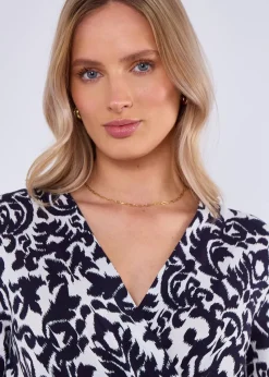 Gini London Navy Short Sleeves Viscose Wrap Midi Dress