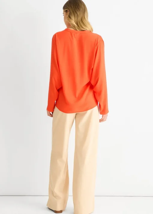 Gini London Orange Textured Chiffon Oversized Blouse