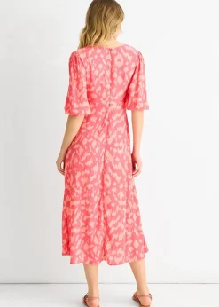 Gini London Pink Animal Print Viscose Midi Dress