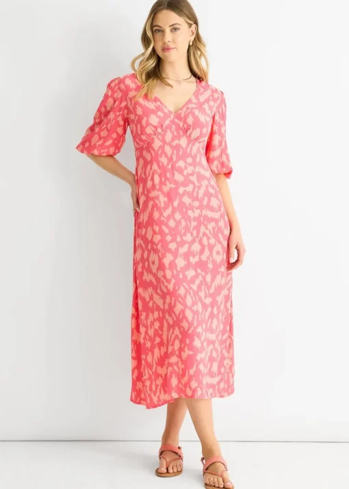 Gini London Pink Animal Print Viscose Midi Dress
