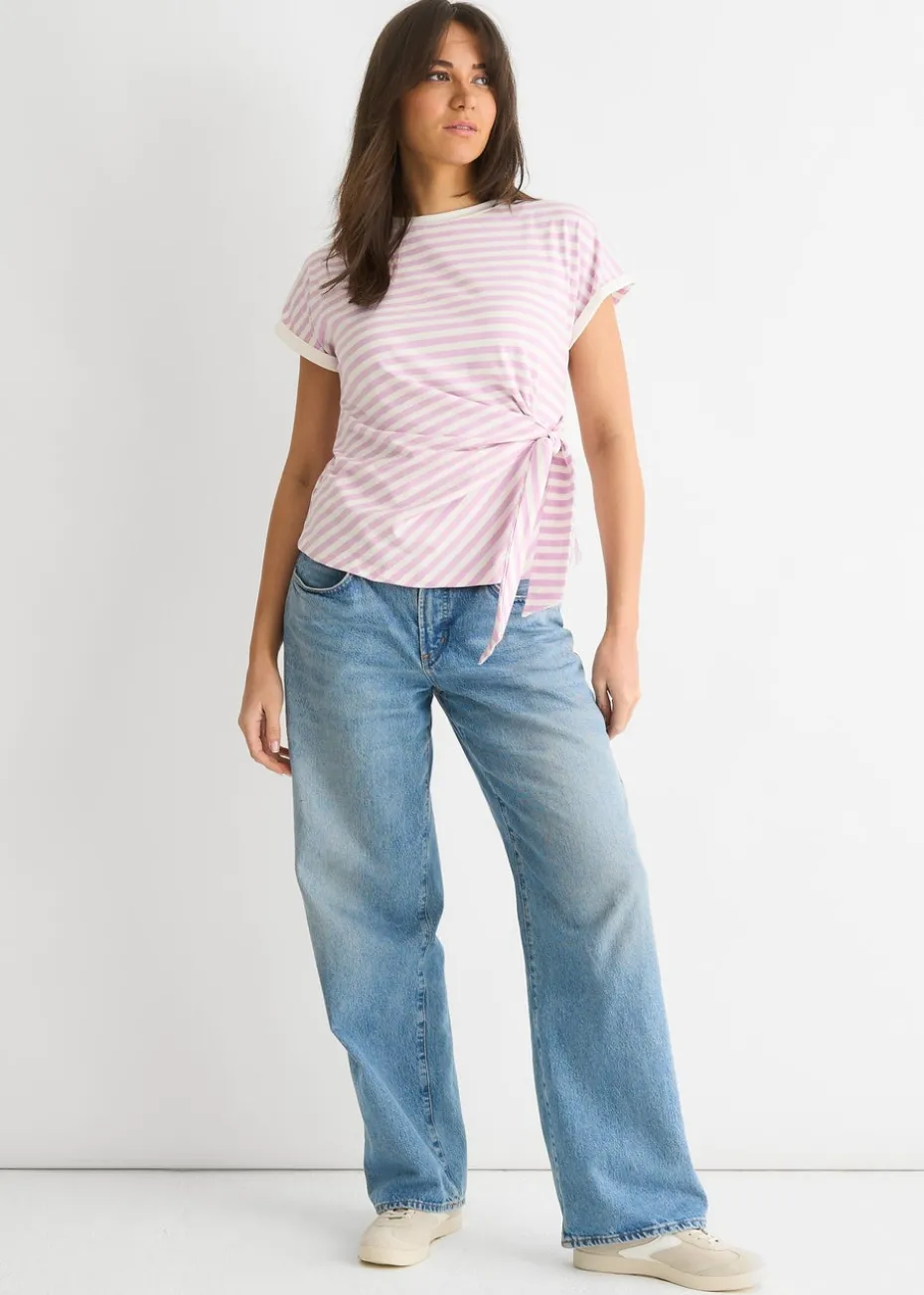 Gini London Pink Stretch Stripe Top