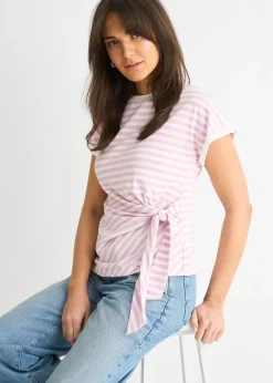 Gini London Pink Stretch Stripe Top