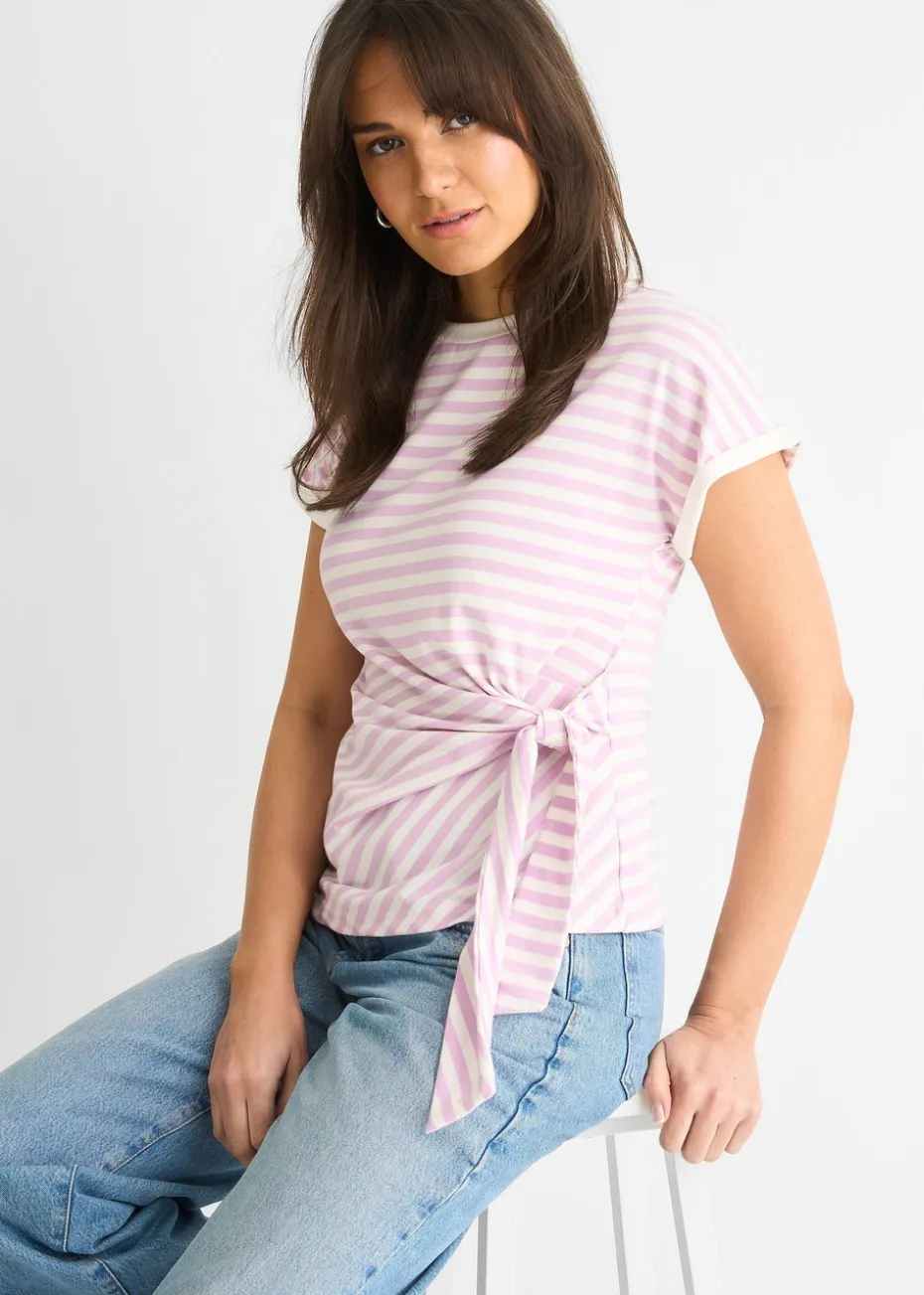 Gini London Pink Stretch Stripe Top