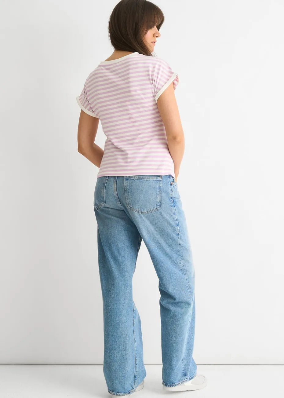 Gini London Pink Stretch Stripe Top