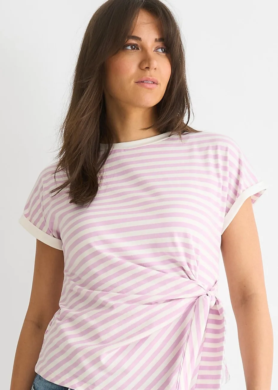 Gini London Pink Stretch Stripe Top