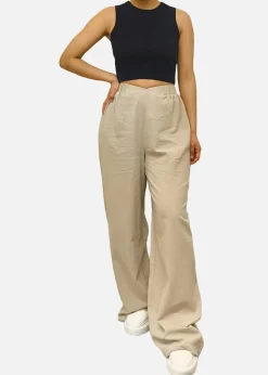 Gini London Stone Waist Band Detail Wide Leg trouser
