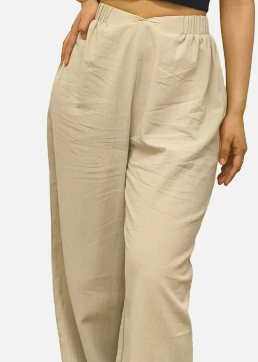 Gini London Stone Waist Band Detail Wide Leg trouser
