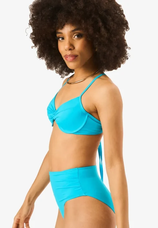 Gini London Teal High Waisted Ruched Bottoms