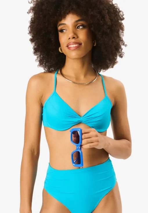 Gini London Teal High Waisted Ruched Bottoms