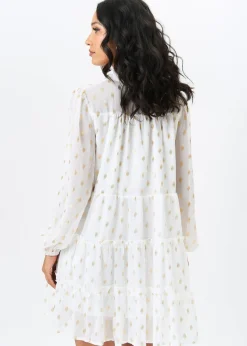 Gini London White Foil Print Smock Shirt Dress