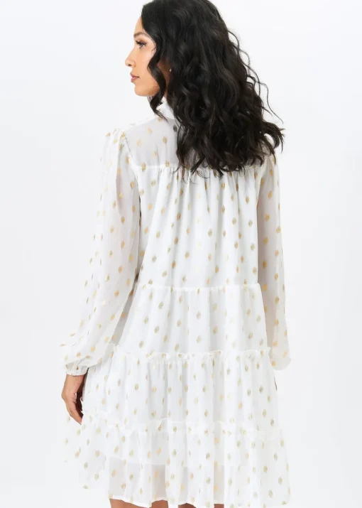 Gini London White Foil Print Smock Shirt Dress