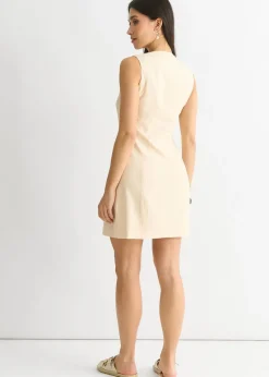 Gini London White Linen Button Through Mini shirt Dress