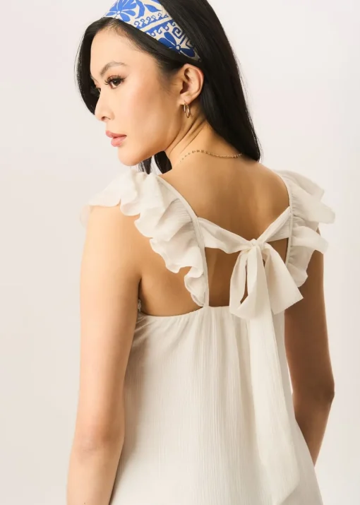 Gini London White Ruffle Short Sleeve Maxi Dress