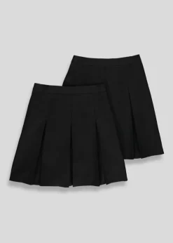 Girls 2 Pack Black Box Pleat School Skirts (4-16yrs)