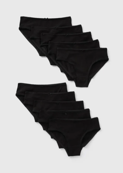 Girls 10 Pack Black Briefs (2-13yrs)