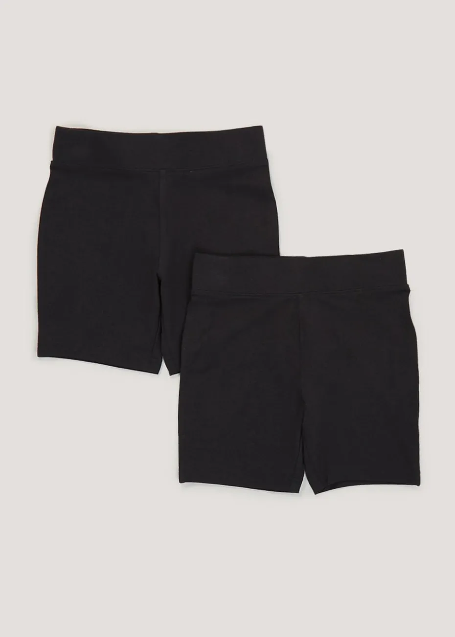 Girls 2 Pack Black Cycling Shorts (3-13yrs)