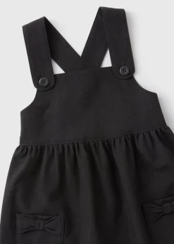 Girls 2 Pack Grey Pinafore Bow Pocket School Dress (3-9yrs)