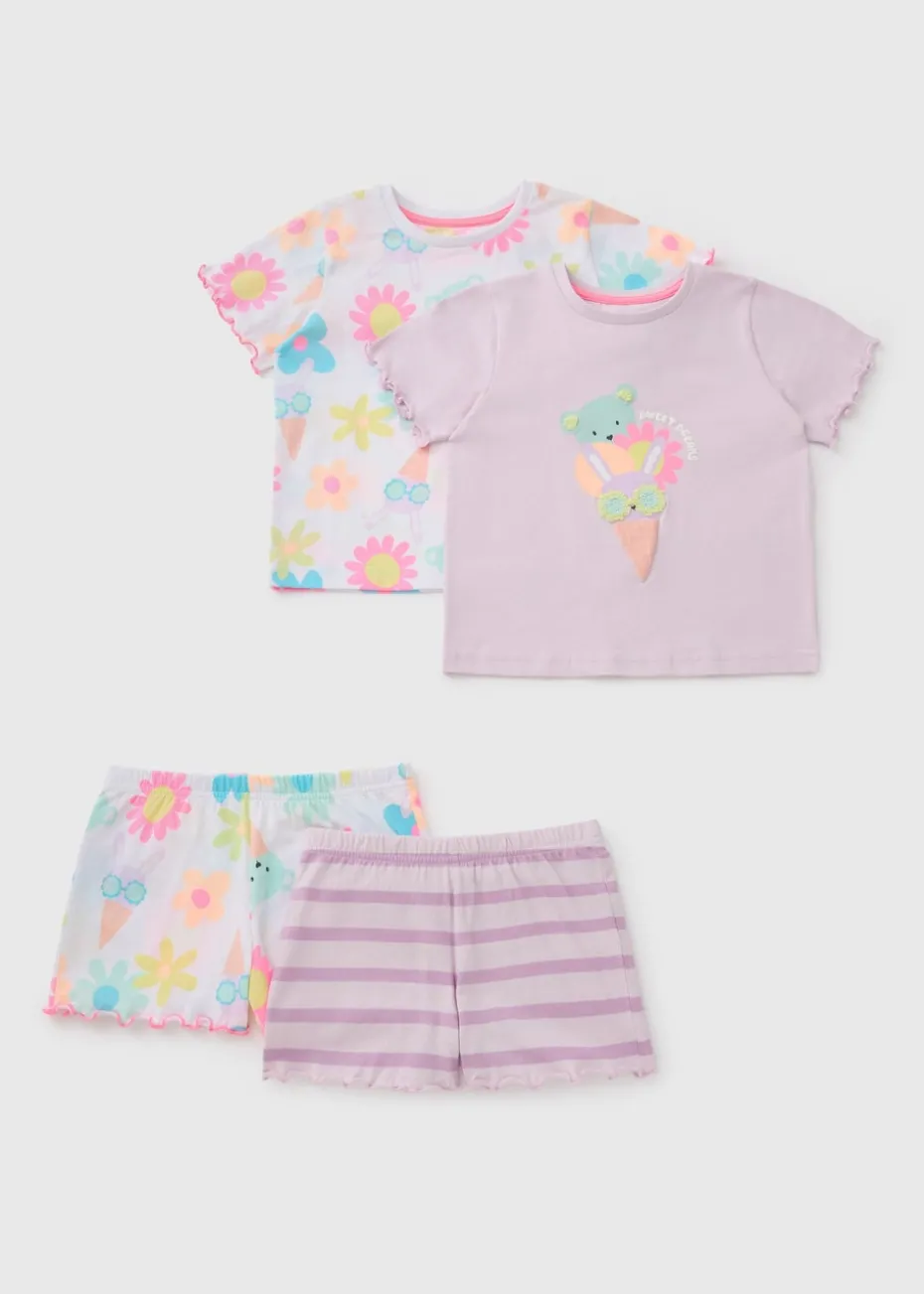 Girls 2 Pack Ice Cream Pyjama Sets (1-7yrs)