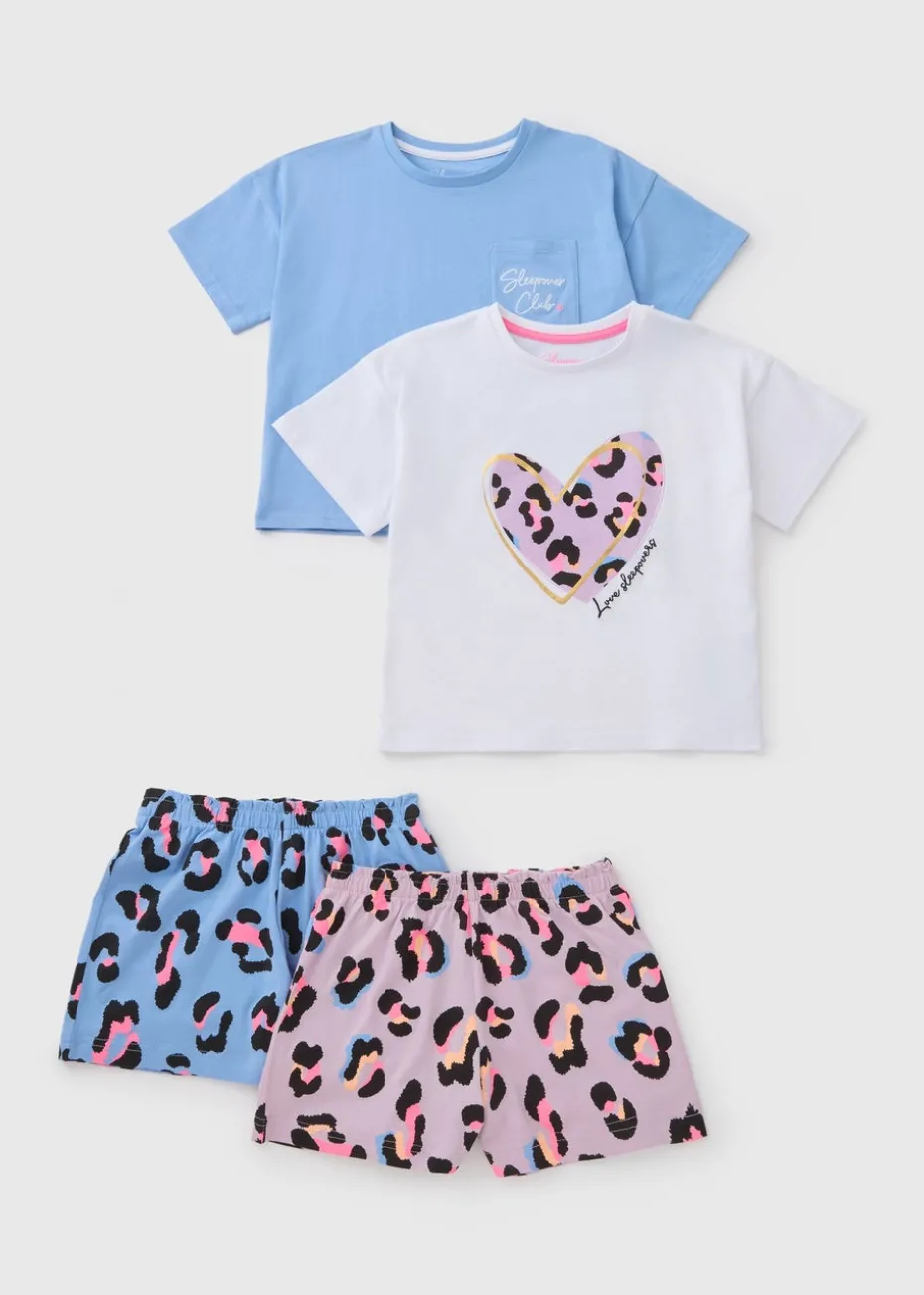 Girls 2 Pack Leopard Pyjama Set (7-13yrs)