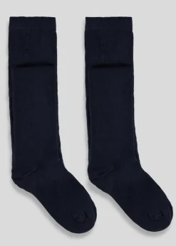 Girls 2 Pack Navy Cotton Tights (2-13yrs)