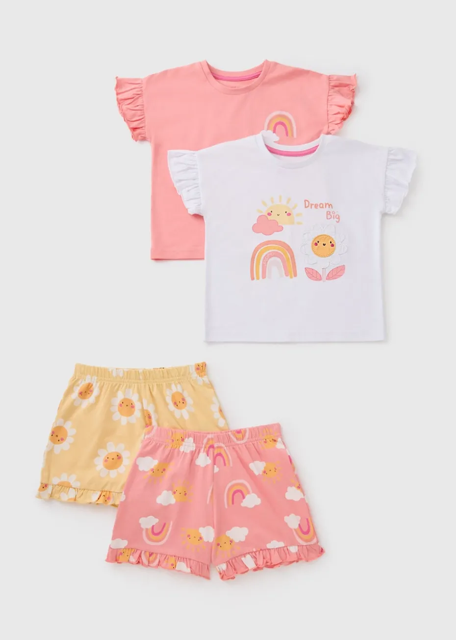 Girls 2 Pack Rainbow Pyjamas (1-7yrs)