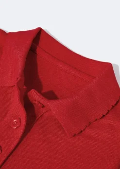 Girls 2 Pack Red Scallop Collar School Polo Shirts (3-13yrs)