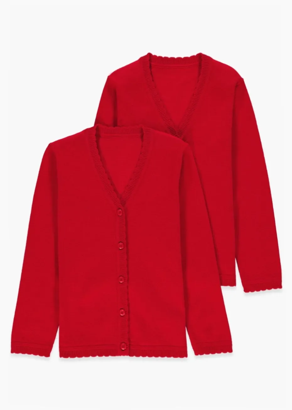 Girls 2 Pack Red School Cardigans (3-13yrs)