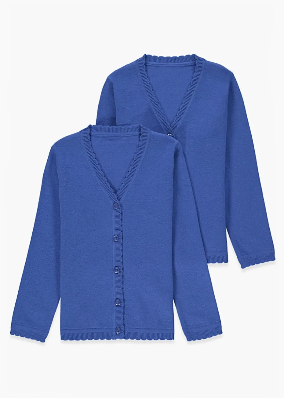 Girls 2 Pack Royal Blue School Cardigans (4-13yrs)