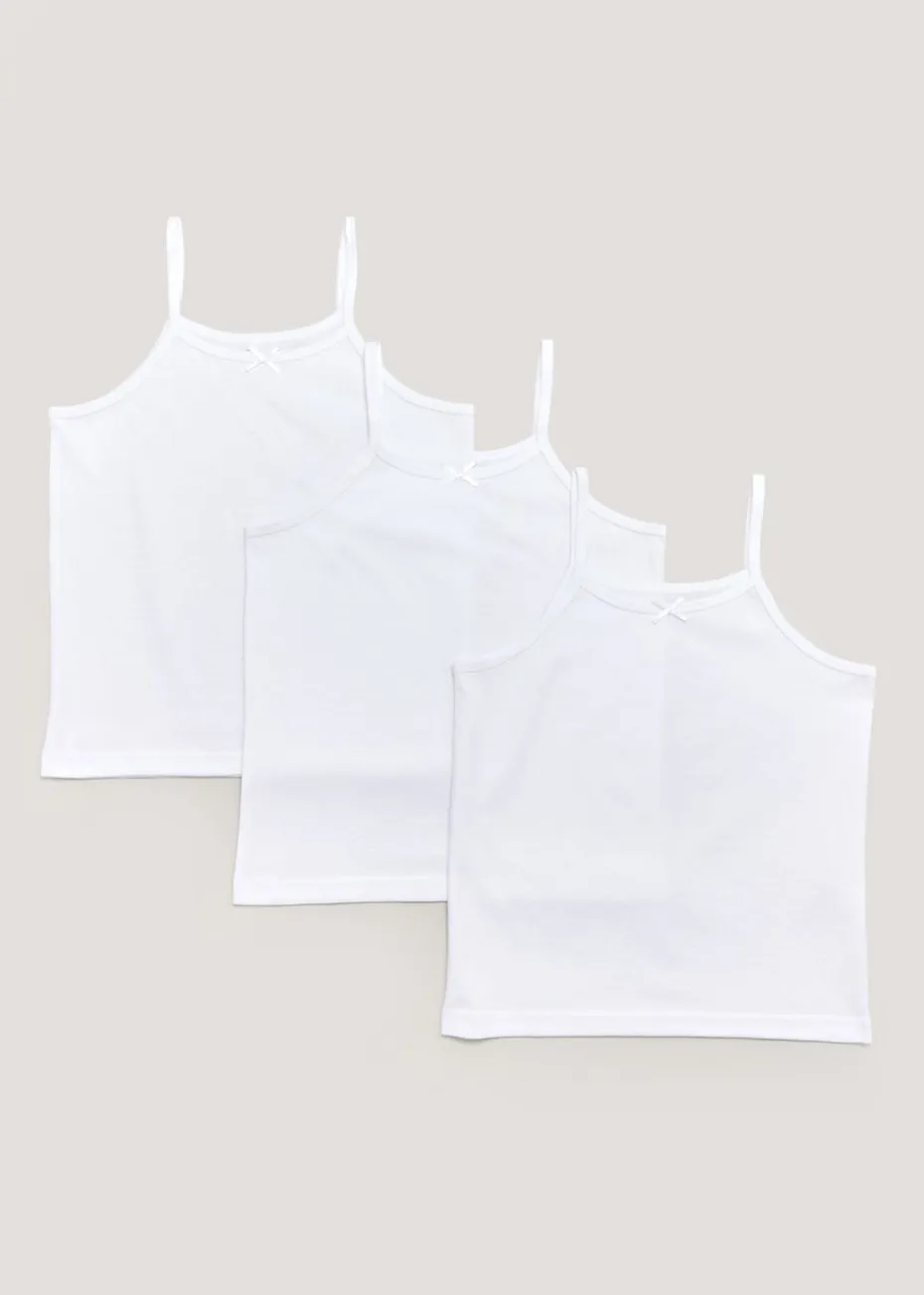 Girls 3 Pack White Cami Vests (2-13yrs)