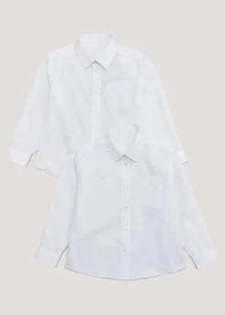 Girls 2 Pack White Generous Fit Long Sleeve School Blouses (6-16yrs)