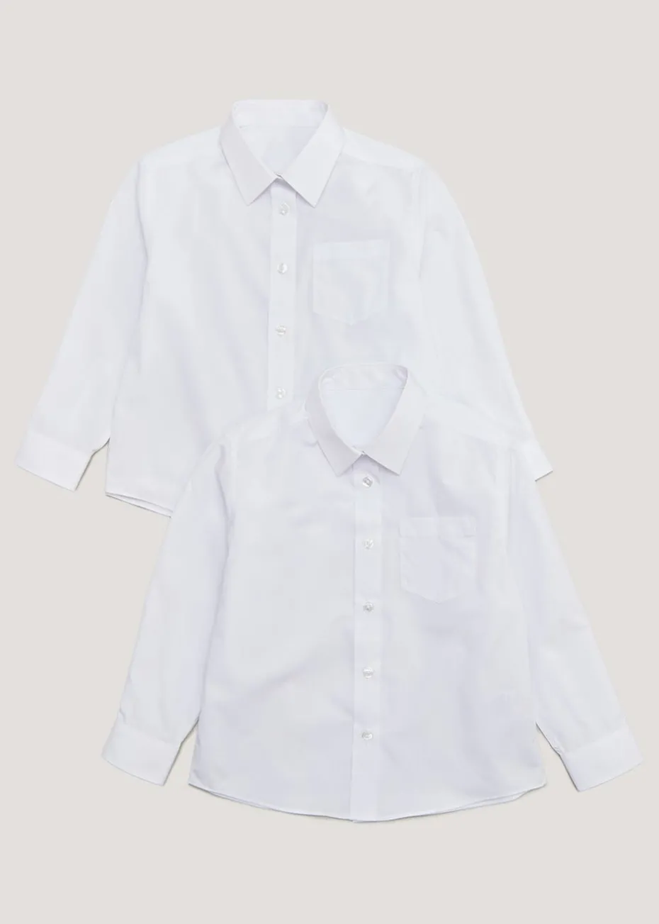 Girls 2 Pack White Generous Fit Long Sleeve School Blouses (6-16yrs)