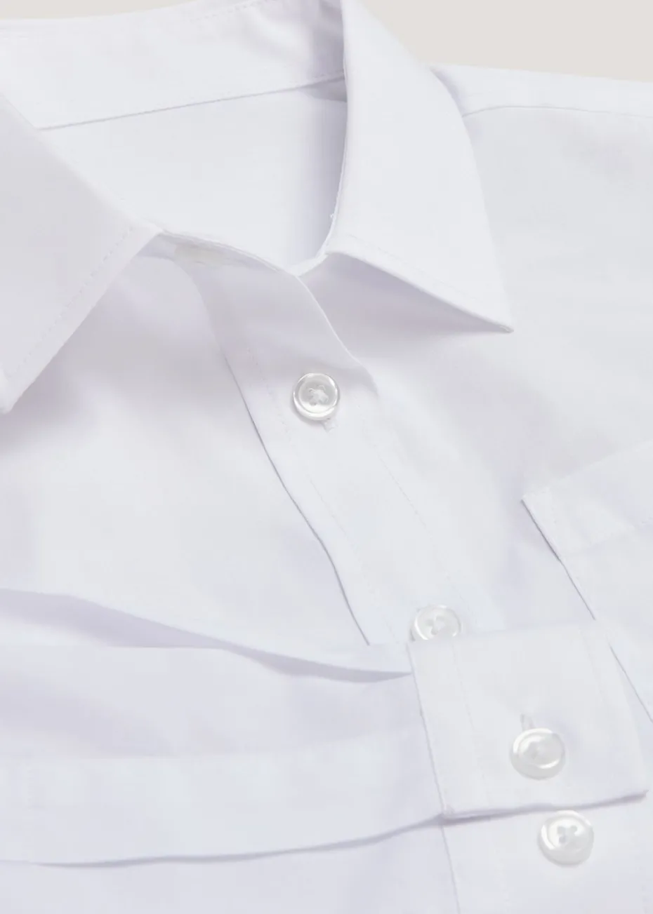 Girls 2 Pack White Generous Fit Long Sleeve School Blouses (6-16yrs)