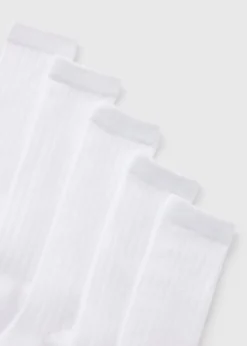 Girls 5 Pack White Knee High Ribbed Socks (Younger 6 - Older 6.5)