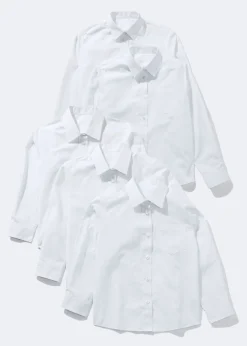 Girls 5 Pack White Long Sleeve School Blouses (4-16yrs)