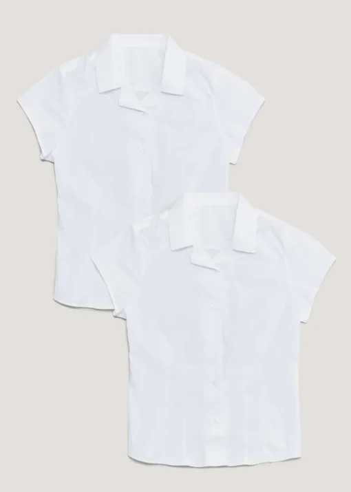 Girls 2 Pack White School Blouses (8-16yrs)