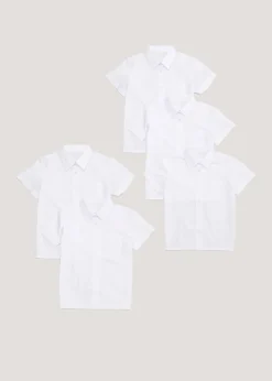 Girls 5 Pack White School Blouses (4-15yrs)