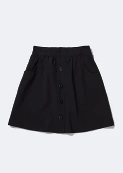 Girls Black Button Front School Skirt (4-13yrs)