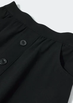 Girls Black Button Front School Skirt (4-13yrs)