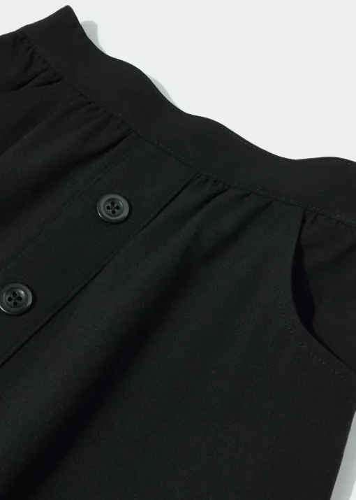 Girls Black Button Front School Skirt (4-13yrs)