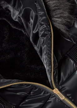 Girls Black Fur Hooded Coat (7-15yrs)