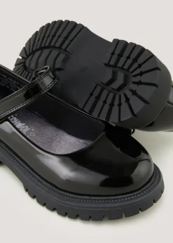 Girls Black Patent Chunky School Shoes (Younger 10-Older 5)