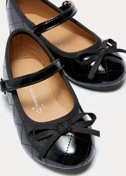 Girls Black Quilted Ballet Flats (Younger 4-12)