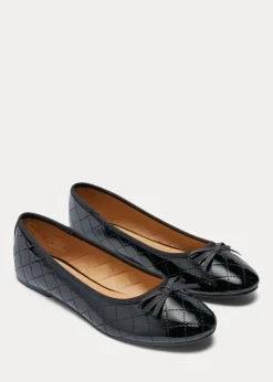 Girls Black Quilted Ballet Flats (Younger 12-Older 5)